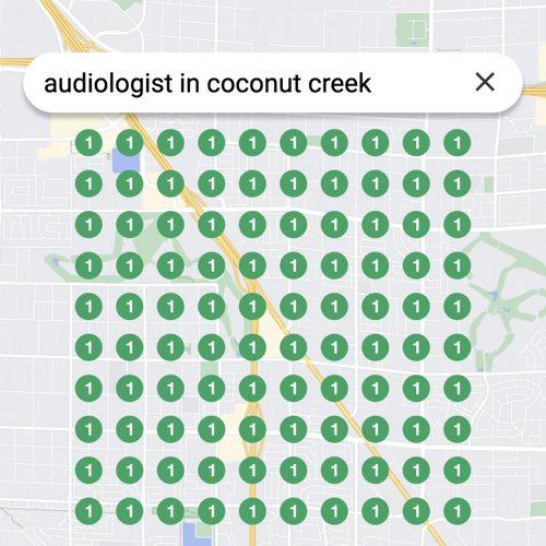Ranking #1 as an audiologist in Coconut Creek on Google Maps