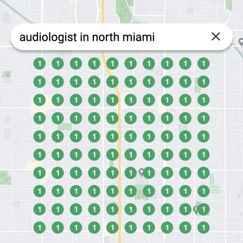 Ranking #1 as an audiologist in North Miami on Google Maps