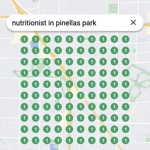 Ranking #1 as a nutritionist on Google Maps in Pinellas Park