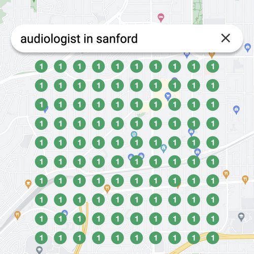 Ranking #1 as an audiologist in Sanford on Google Maps
