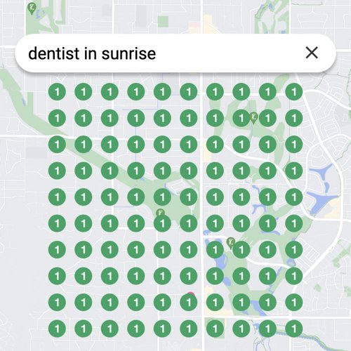 Prime position in local search for Sunrise dentists