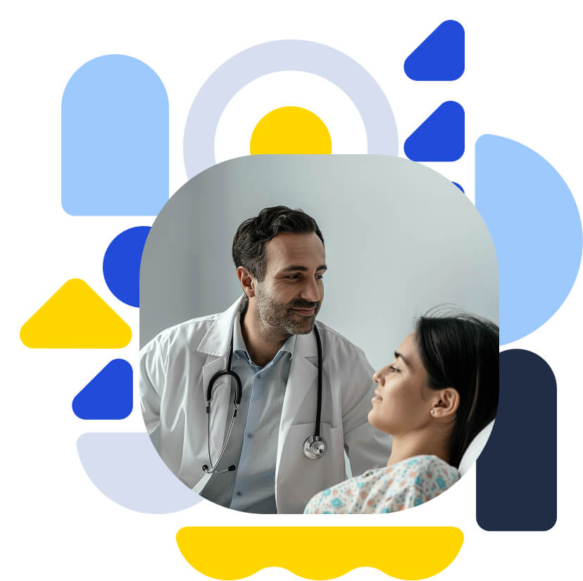 A healthcare professional examining a patient
