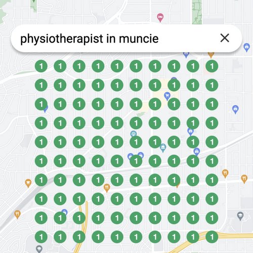 Ranking #1 as an physiotherapist on Google Maps in Muncie