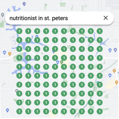 Ranking #1 as a nutritionist on Google Maps in St. Peters