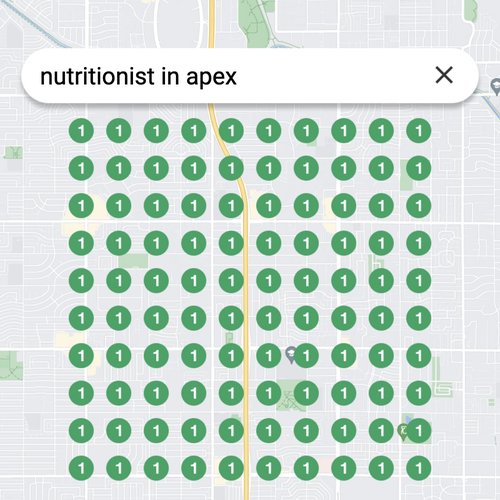 Ranking #1 as a nutritionist on Google Maps in Apex