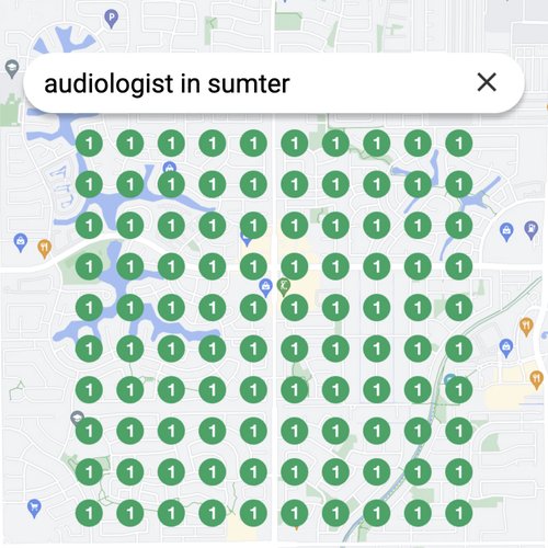 Ranking #1 as an audiologist in Sumter on Google Maps