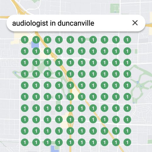 Ranking #1 as an audiologist in Duncanville on Google Maps