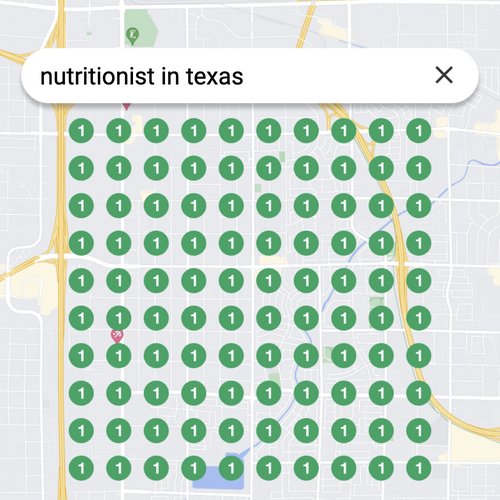 Ranking #1 as a nutritionist on Google Maps in Texas